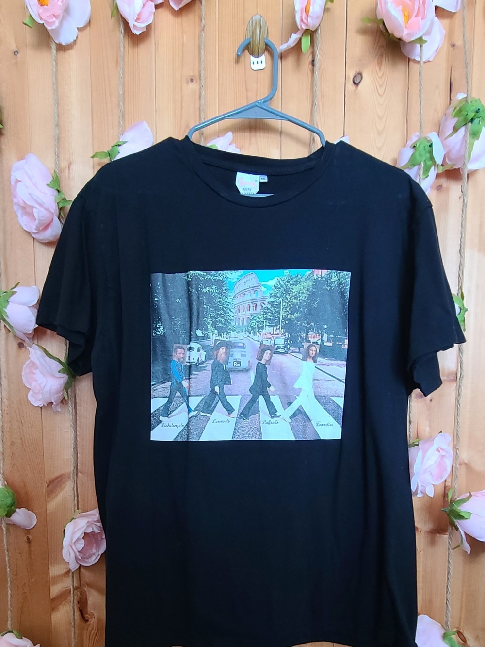 Renaissance Artist Abby Road Mash Up Classic Black Tee XXL